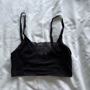 Elegant Black Lace Trim Bralette
